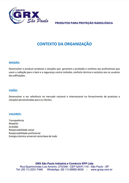 Contexto da organização