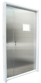 Porta radiológica com visor plumbífero completa de aço inoxidável